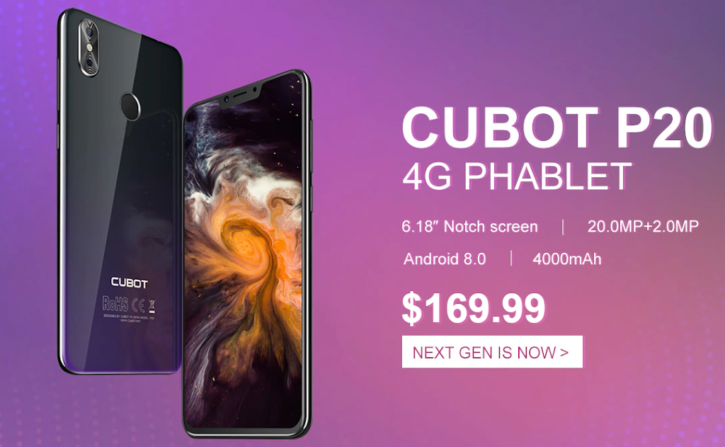 20MPデュアルリアカメラで写真も美しいCUBOT P20が限定130ドル!