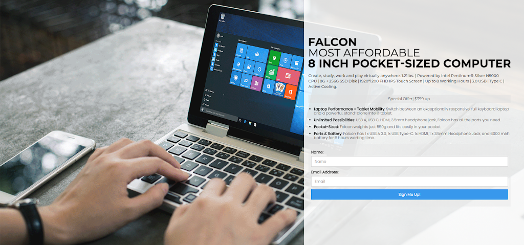 GPD PocketにそっくなOneMixにそっくり?8インチUMPC Falcon試作機の動画が登場