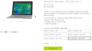 Surface Bookの最上位モデル1TB SSD、dGPU、16GB RAMの価格判明！なんと38万円越え！