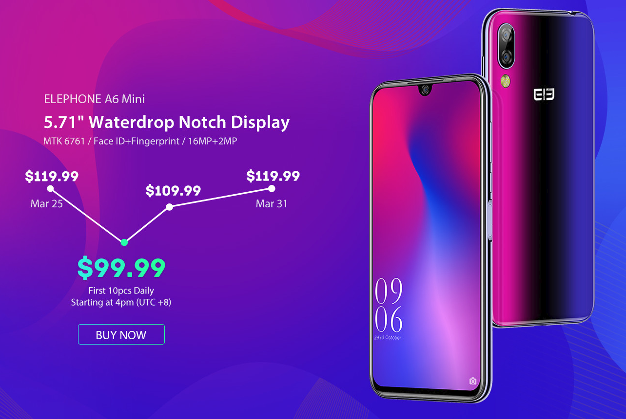 100ドル以下で買える超絶コスパのELEPHONE A6 miniのイベントをgeekbuyingで開催中!3月末までの期間限定価格