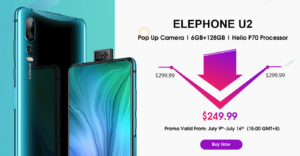 ポッポアップカメラ機構の全面ディスプレイ仕様のスマホがわずか28000円!背面トリプルカメラのElepone U2が安い!